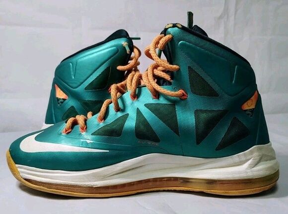 Nike LeBron 10 Atomic Teal White Orange Sneakers Urban Streetwear Mens Sz 8.5 main image 4
